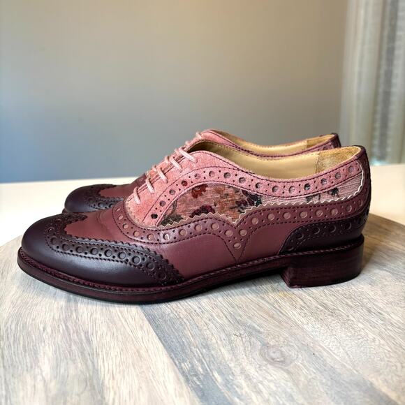 The Office of Angela Scott Mr. Doubt Floral Brogue Oxfords Pink Leather 38 US 8 - Picture 2 of 13